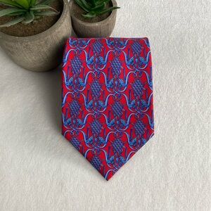 Lanvin Patterned Silk Neck Tie (Red/Blue)